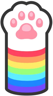 rainbow cat paw with pink paw pads