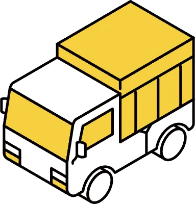 Vehicle icon, simple and cute isometric line drawing icon of a light truck with hood