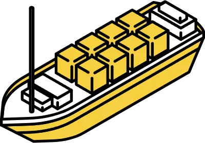Vehicle icon, simple and cute isometric line drawing icon of a cargo ship