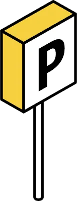 Simple and cute isometric line drawing icons for ride icons and parking signs