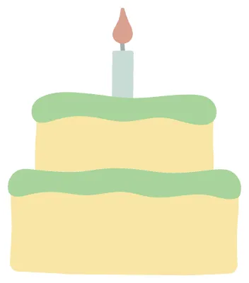 귀여운 파스텔 톤 장식 일러스트 생일 케이크
