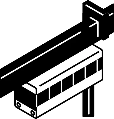 Ride icon, simple and cute isometric black and white line drawing icon of a suspended monorail