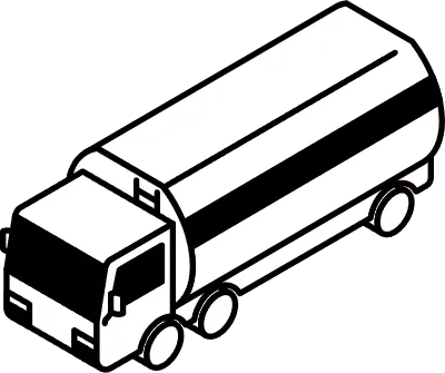Vehicle icon, tanker truck simple and cute isometric black and white line drawing icon