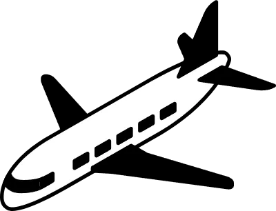 Vehicle icons, simple and cute isometric black and white line drawing icons of airplanes