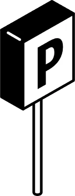 Simple and cute isometric black and white line drawing icons for ride icons and parking signs