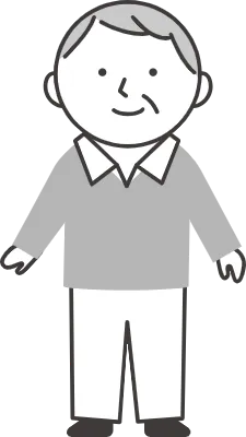 手を広げるシニアの男性