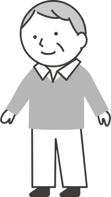 手を差し出すシニアの男性