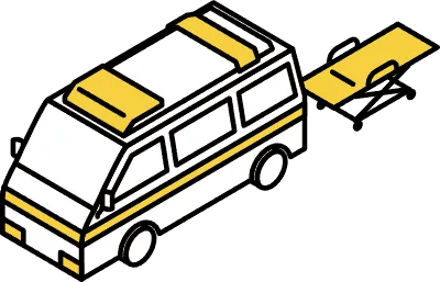 Isometric line art of a rotary with bus stop, parked bus and taxi in minimal urban cityscape
