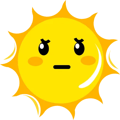 Unamused Sun Emoji Flat Expression Icon