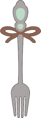 리본이 달려 있는 귀여운 포크