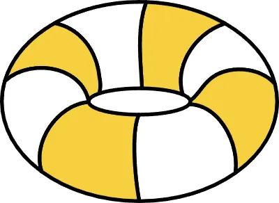 Isometric line art illustration of a swimming float ring for summer, simple beach icon design