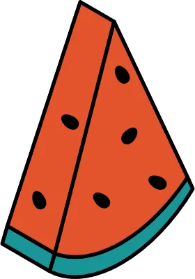 Isometric line art illustration of sliced watermelon, simple summer fruit icon