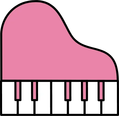 Colorful toy piano isometric line art illustration, simple design with miniature keys and playful sh