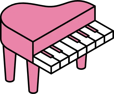 Simple line drawing of piano icon, isometric illustration