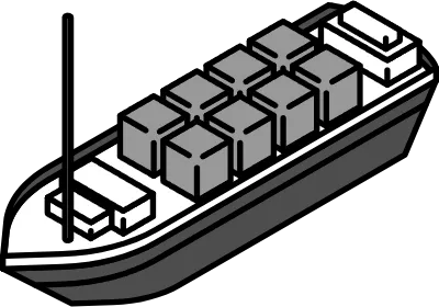 Vehicle icon, simple and cute isometric line drawing icon of a cargo ship