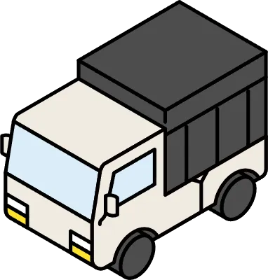 Vehicle icon, simple and cute isometric line drawing icon of a light truck with hood