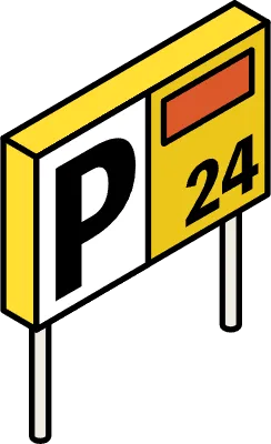 Simple and cute isometric line drawing icons for ride icons and parking signs