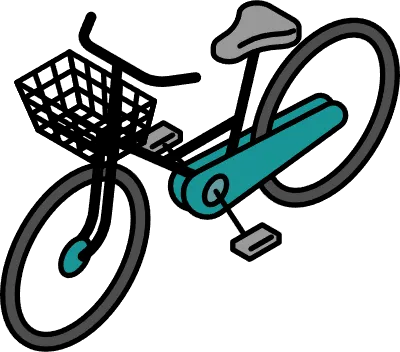 Ride icon, simple and cute isometric line drawing icon of a bicycle