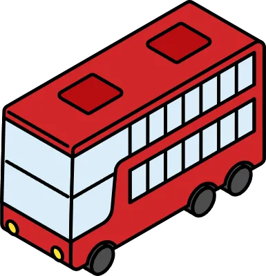 Vehicle icon, simple and cute isometric line drawing icon of a doubledecker bus