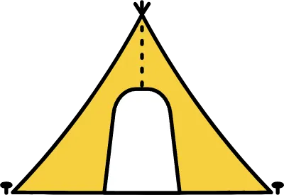  line art illustration of a camping tent, simple summer outdoor icon