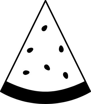  line art illustration of sliced watermelon, simple summer fruit icon, black and white