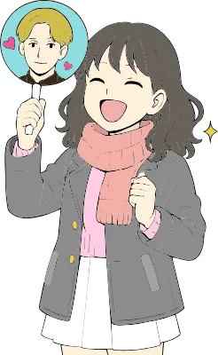 推し活をする女の子の冬の服装バージョン