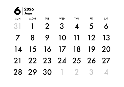2026年カレンダー 6月
