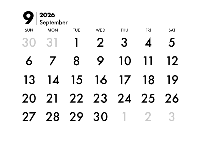 2026年カレンダー 9月