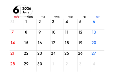 2026年カレンダー 6月