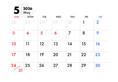 2026年カレンダー 5月