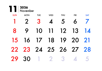 2026年カレンダー 11月