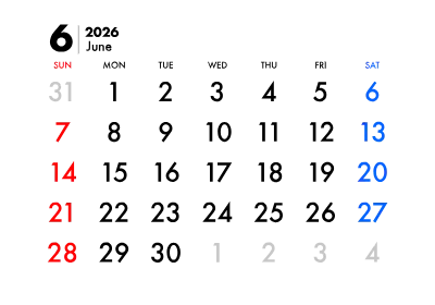 2026年カレンダー 6月