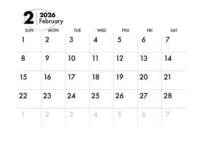 2026年カレンダー 2月