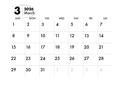 2026年カレンダー 3月