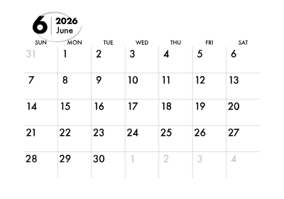 2026年カレンダー 6月