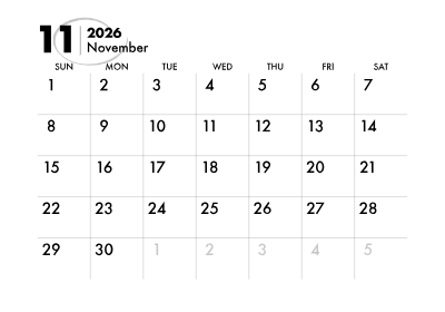 2026年カレンダー 11月