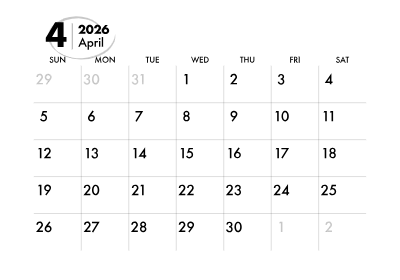 2026年カレンダー 4月