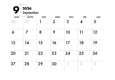 2026年カレンダー 9月