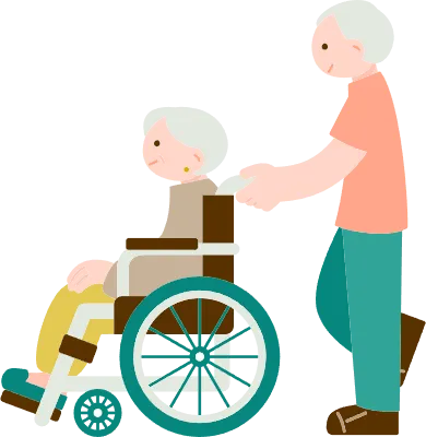 Elderly person in a wheelchair