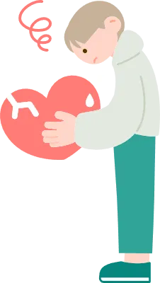 心の傷と向かう男性