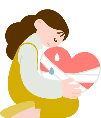 傷ついた心を涙を流しながら抱きしめる女性