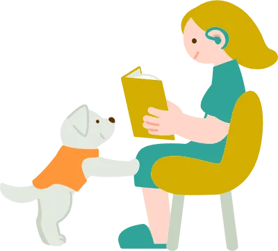 聴導犬と耳に障害のある女性