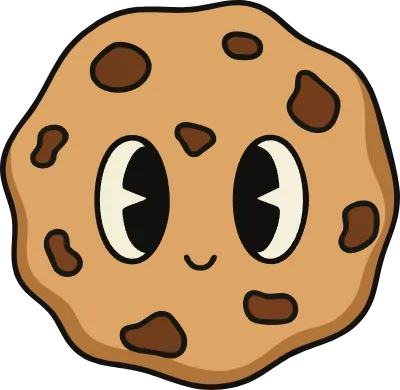 레트로 그루비 귀엽고 아기자기한 초콜릿 칩 쿠키 벡터 일러스트 아이콘 세트, 카페 디저트 과자 스티커 그림, Chocolate chip cookie