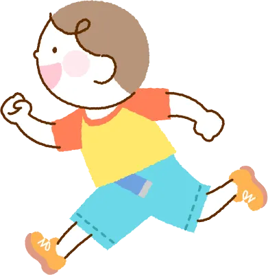 笑顔で元気に走る男の子のシンプルなイラスト