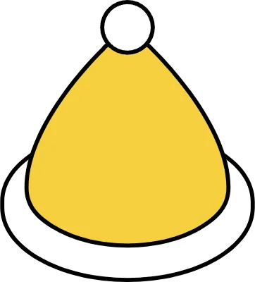 Santa Claus Hat Isometric Line Drawing Illustration of a Cap with White Fluffy Trim