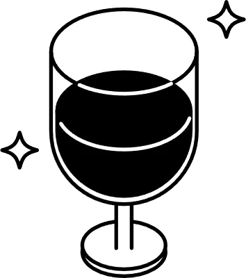 Wine Glass Isometric Line Drawing Icon Illustration of a Christmas Toast or Celebration Drink, black
