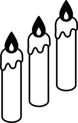 Candle Isometric Line Drawing Icon Illustration of a Burning Christmas or Holiday Candle, black and 