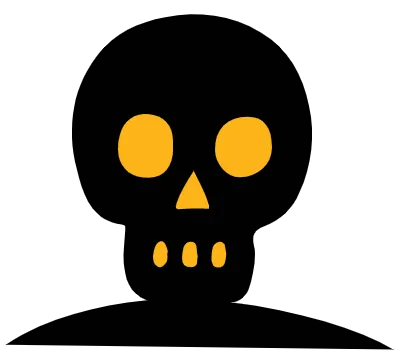 Orange Skull on Black Illustration
