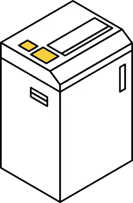 Simple line drawing isometric illustration of a shredder