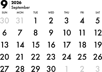 2026年9月カレンダー